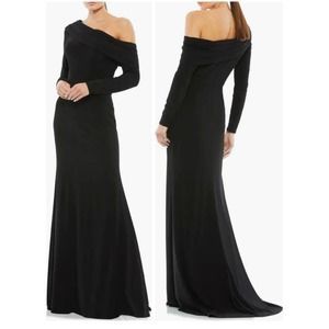 Mac Duggal 26595 Drop Shoulder Long Sleeve Column Gown Dress 8